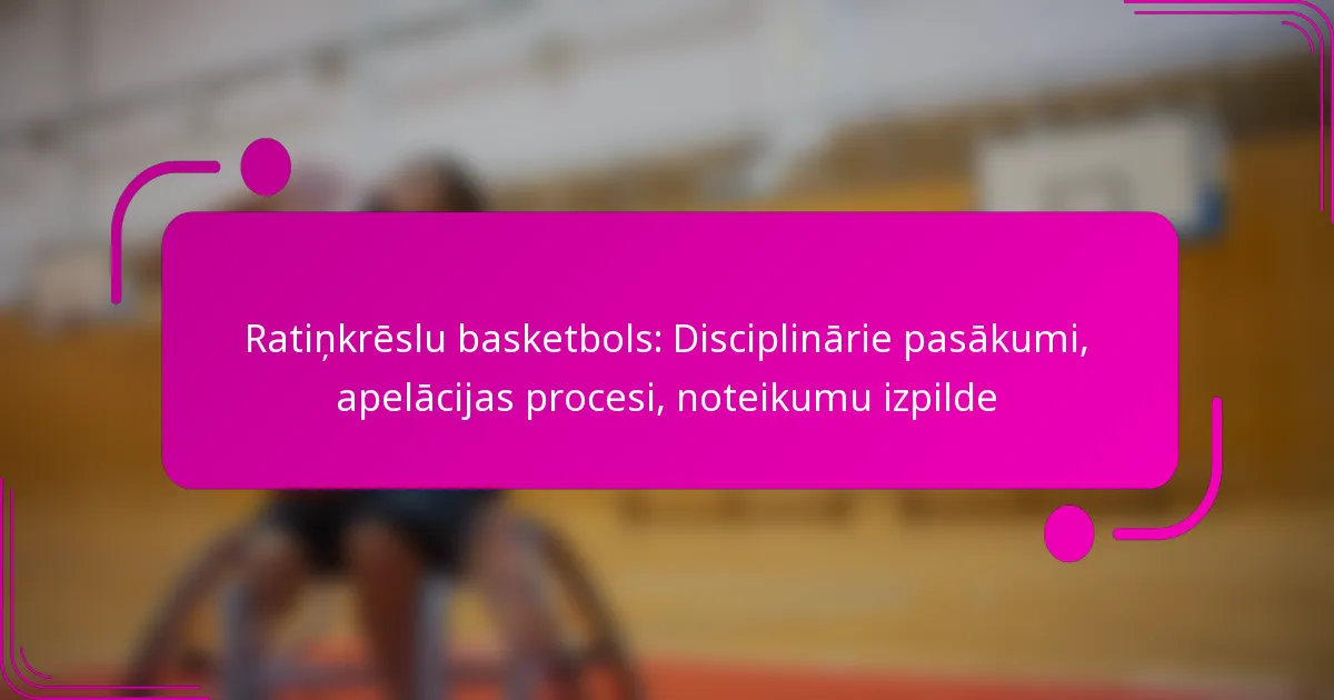 Ratiņkrēslu basketbols: Disciplinārie pasākumi, apelācijas procesi, noteikumu izpilde