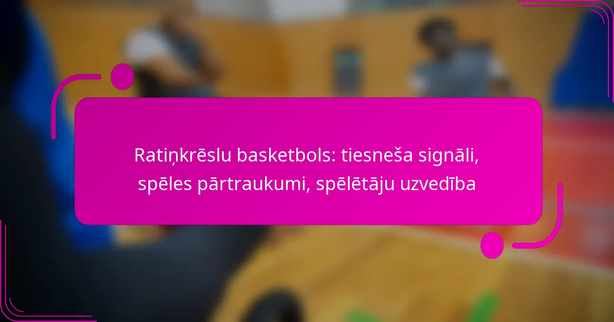 Ratiņkrēslu basketbols: tiesneša signāli, spēles pārtraukumi, spēlētāju uzvedība