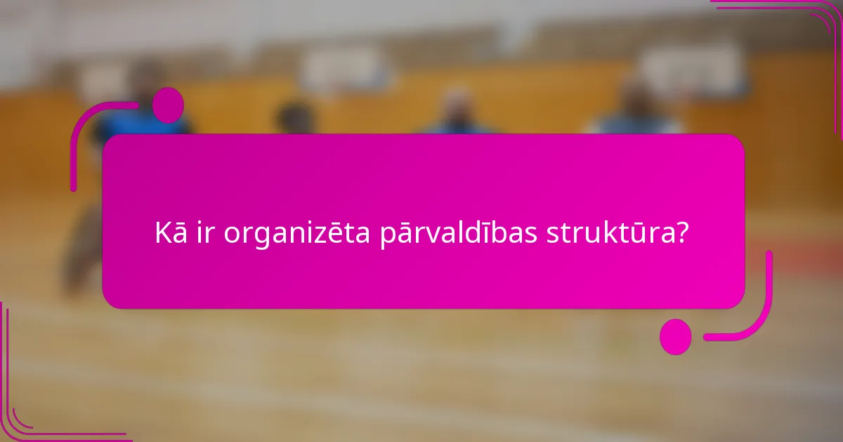Kā ir organizēta pārvaldības struktūra?