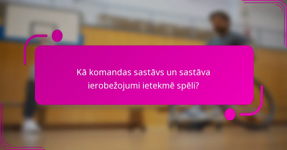 Kā komandas sastāvs un sastāva ierobežojumi ietekmē spēli?