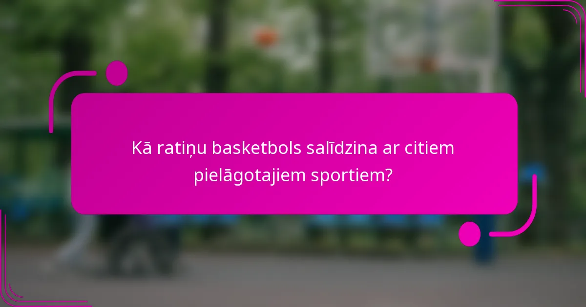 Kā ratiņu basketbols salīdzina ar citiem pielāgotajiem sportiem?