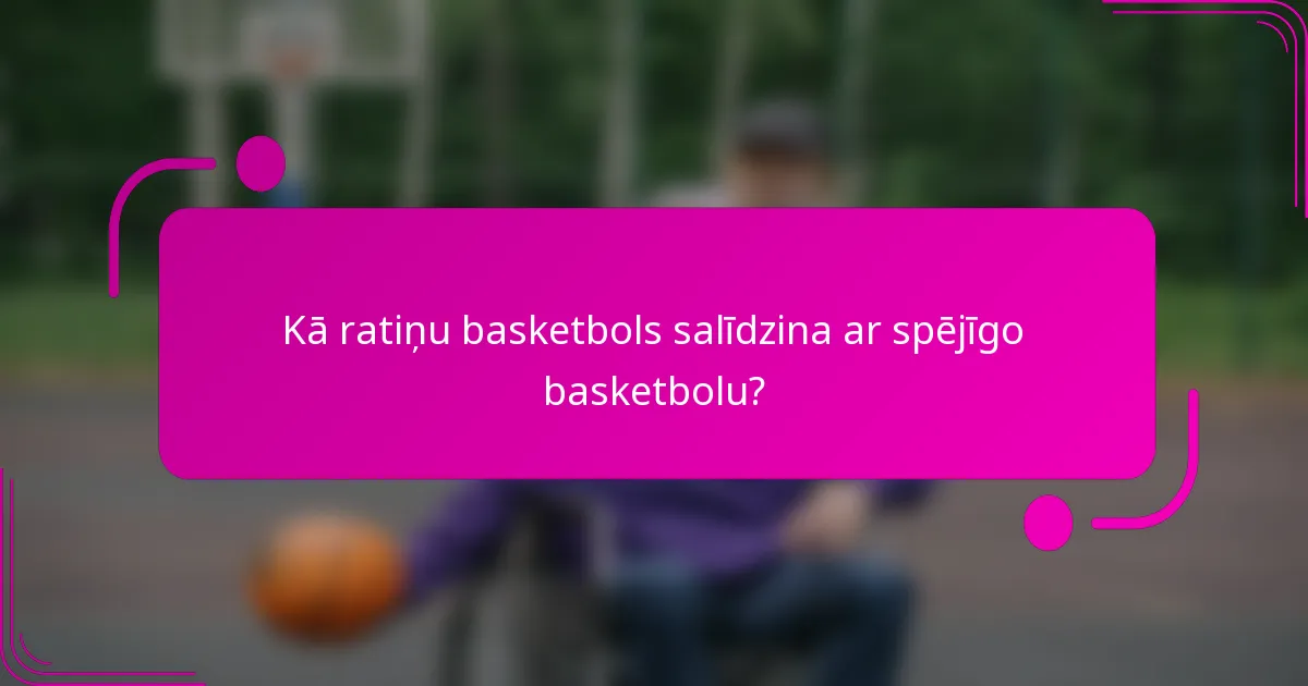 Kā ratiņu basketbols salīdzina ar spējīgo basketbolu?