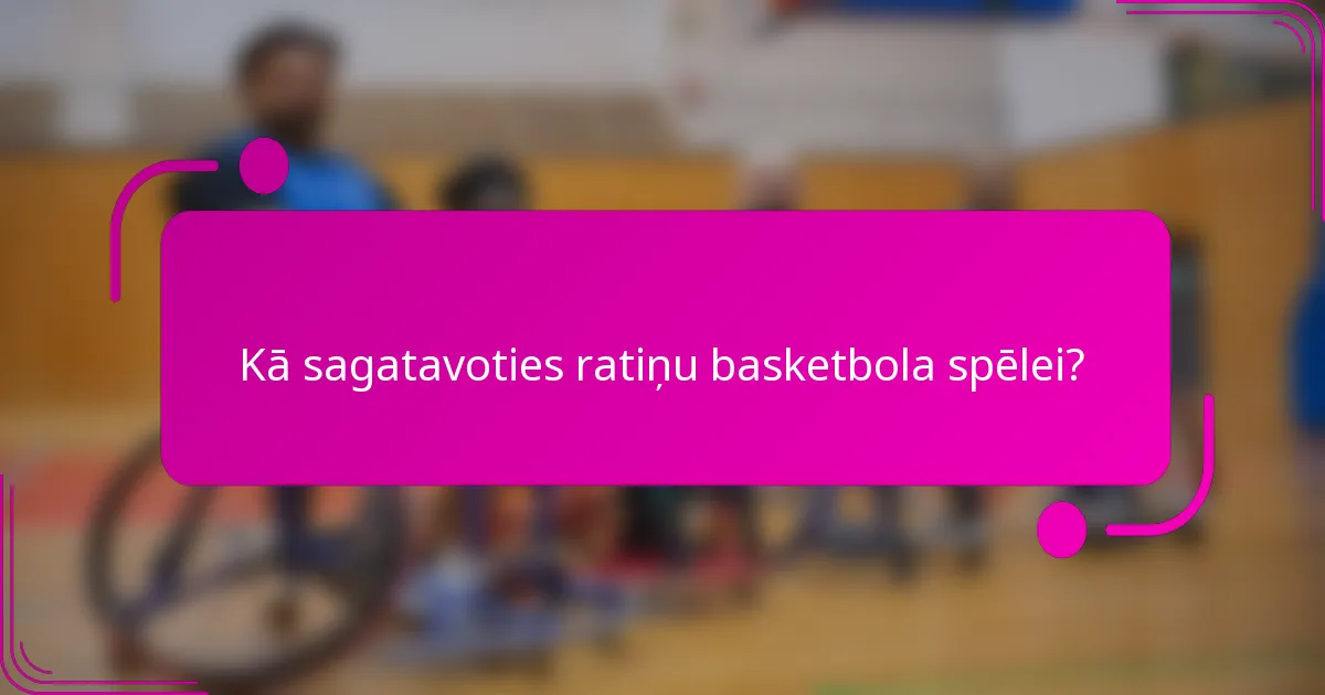 Kā sagatavoties ratiņu basketbola spēlei?