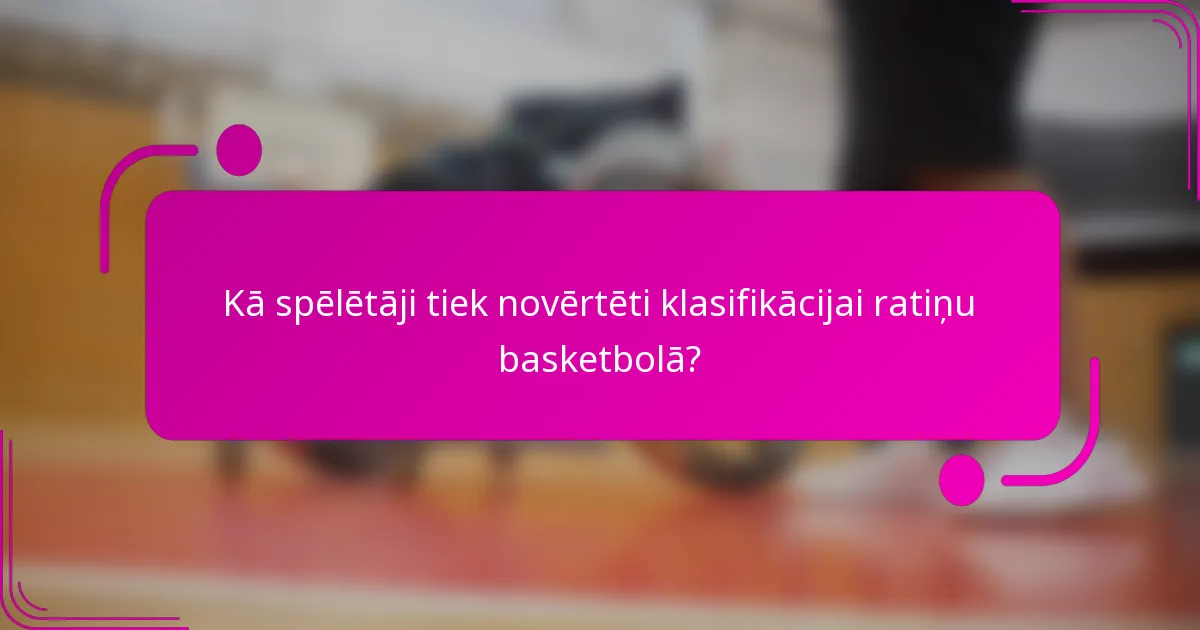 Kā spēlētāji tiek novērtēti klasifikācijai ratiņu basketbolā?
