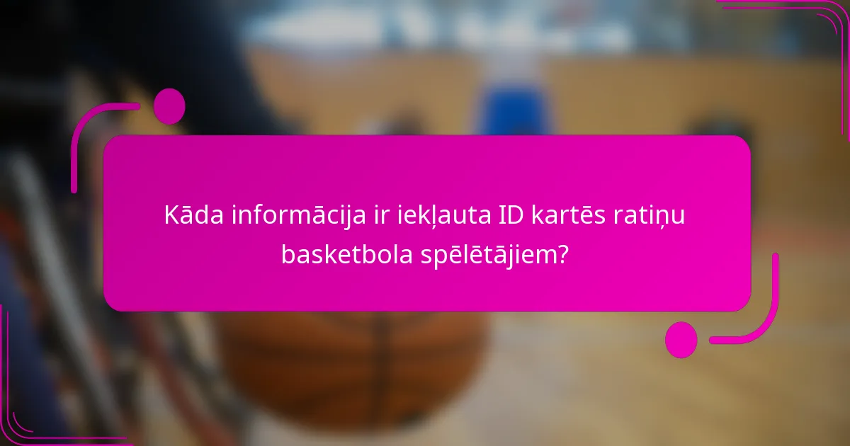 Kāda informācija ir iekļauta ID kartēs ratiņu basketbola spēlētājiem?