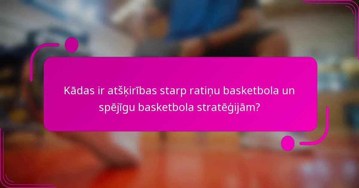 Kādas ir atšķirības starp ratiņu basketbola un spējīgu basketbola stratēģijām?