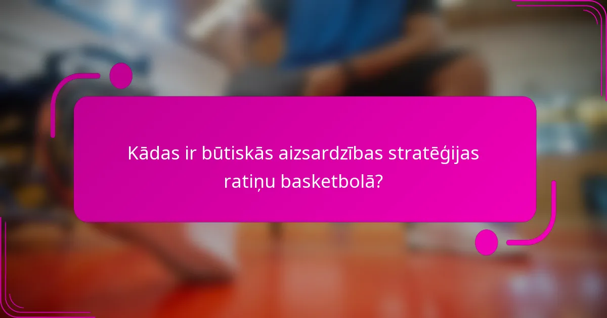 Kādas ir būtiskās aizsardzības stratēģijas ratiņu basketbolā?