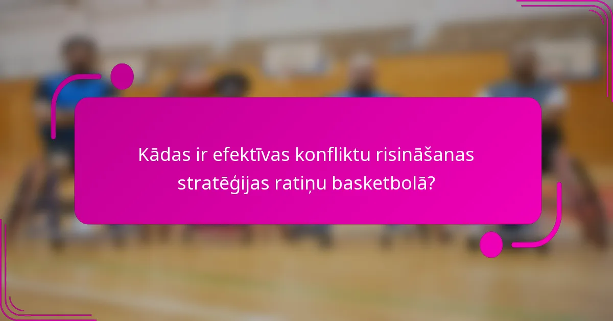 Kādas ir efektīvas konfliktu risināšanas stratēģijas ratiņu basketbolā?
