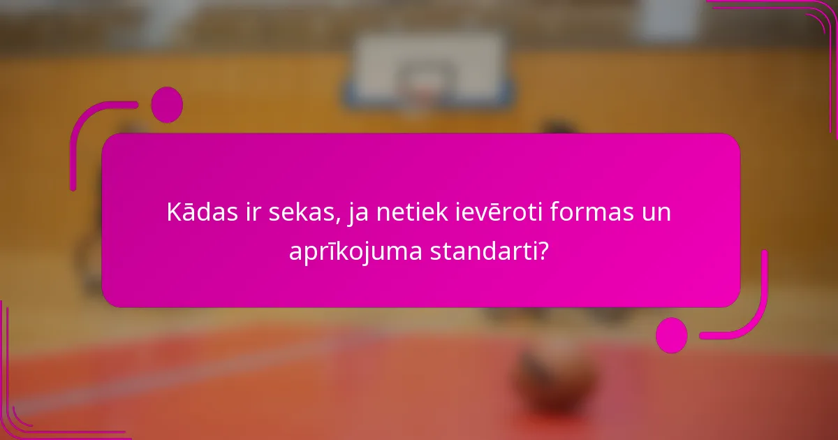 Kādas ir sekas, ja netiek ievēroti formas un aprīkojuma standarti?