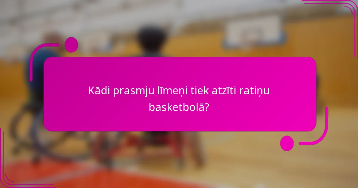 Kādi prasmju līmeņi tiek atzīti ratiņu basketbolā?