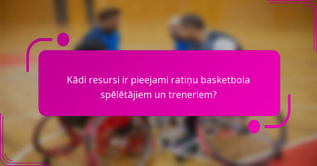Kādi resursi ir pieejami ratiņu basketbola spēlētājiem un treneriem?