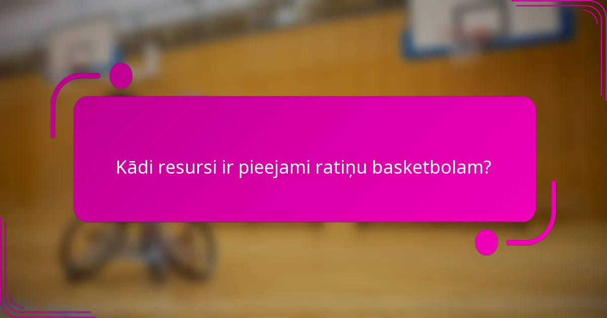 Kādi resursi ir pieejami ratiņu basketbolam?